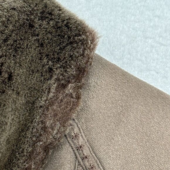 CG COLLECTION BY GALLERY Jacket Womens 1X Faux Fur Lined Button Front Coat Brown - Picture 6 of 16